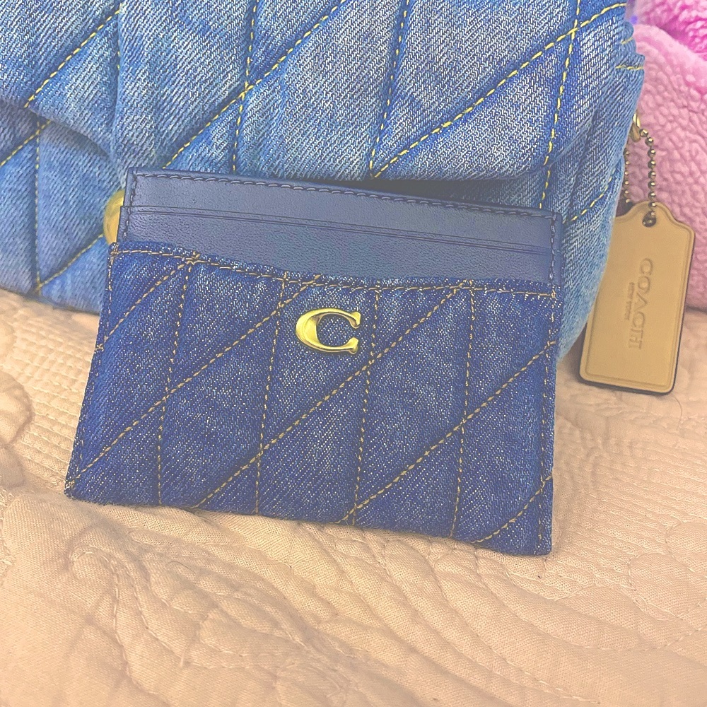 Coach denim wallet quilted card holder